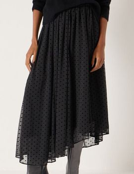 Hush Hush Asymmetrical Flocked Spot Skirt