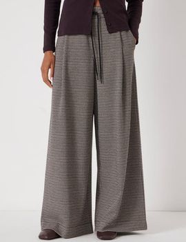 Hush Hush Check Wide Leg Jersey Pants