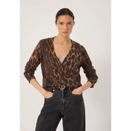 Hush Hush Cynthia Leopard Print Knitted Cardigan