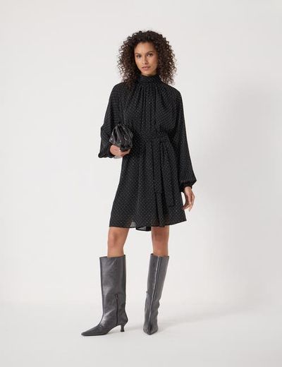 Hush Hush Diamante Gathered Neck Mini Dress
