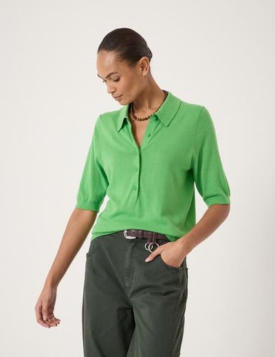 Hush Hush Fine Knit Short Sleeve Polo Top