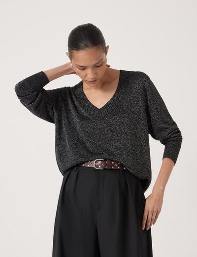 Hush Hush Gracey V Neck Metallic Jumper