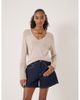 Hush Hush Pointelle Cotton V-Neck Sweater - 1