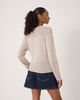 Hush Hush Pointelle Cotton V-Neck Sweater - 5