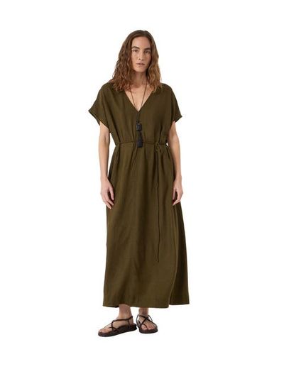 Hush Hush Remy Pleated Linen Blend Midi Dress