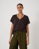 Hush Hush Rosalia Linen Blend V-Neck T-Shirt - 1