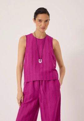 Hush Hush Vera Stripe Linen Blend Shell Top