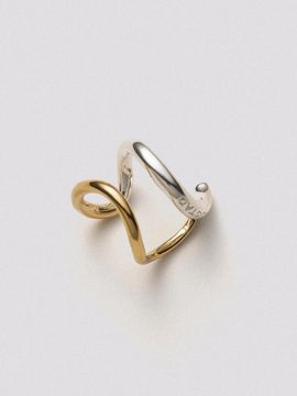 Hustad 925 Silver 14k Gold Combo Leaf Earcuff (238)