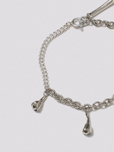 Hustad 925 Sterling Silver Flower Ball Chain Bracelet