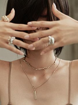 Hustad 925 Sterling Silver Stem Choker Necklace