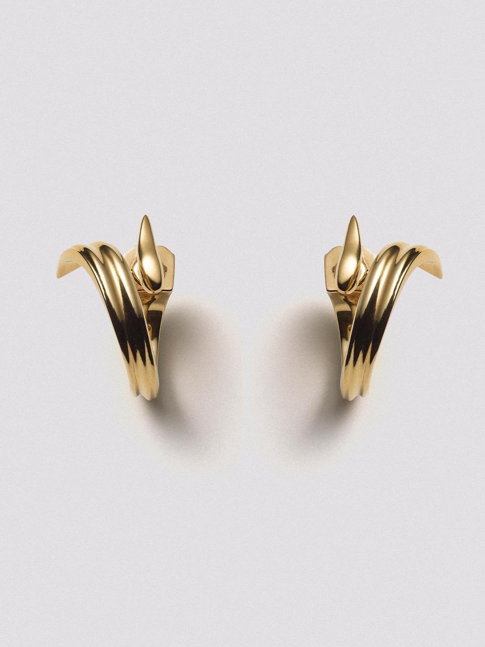 Hustad Twisted Wraparound Flower Leaf Earring [Gold]