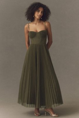Hutch Amara Adjustable Corset Tulle Fit-and-Flare Midi Dress