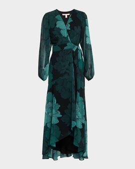 Hutch Bridge Floral Chiffon Wrap Dress