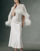 Hutch Faux Feather Caped Slip Maxi Dress - 1