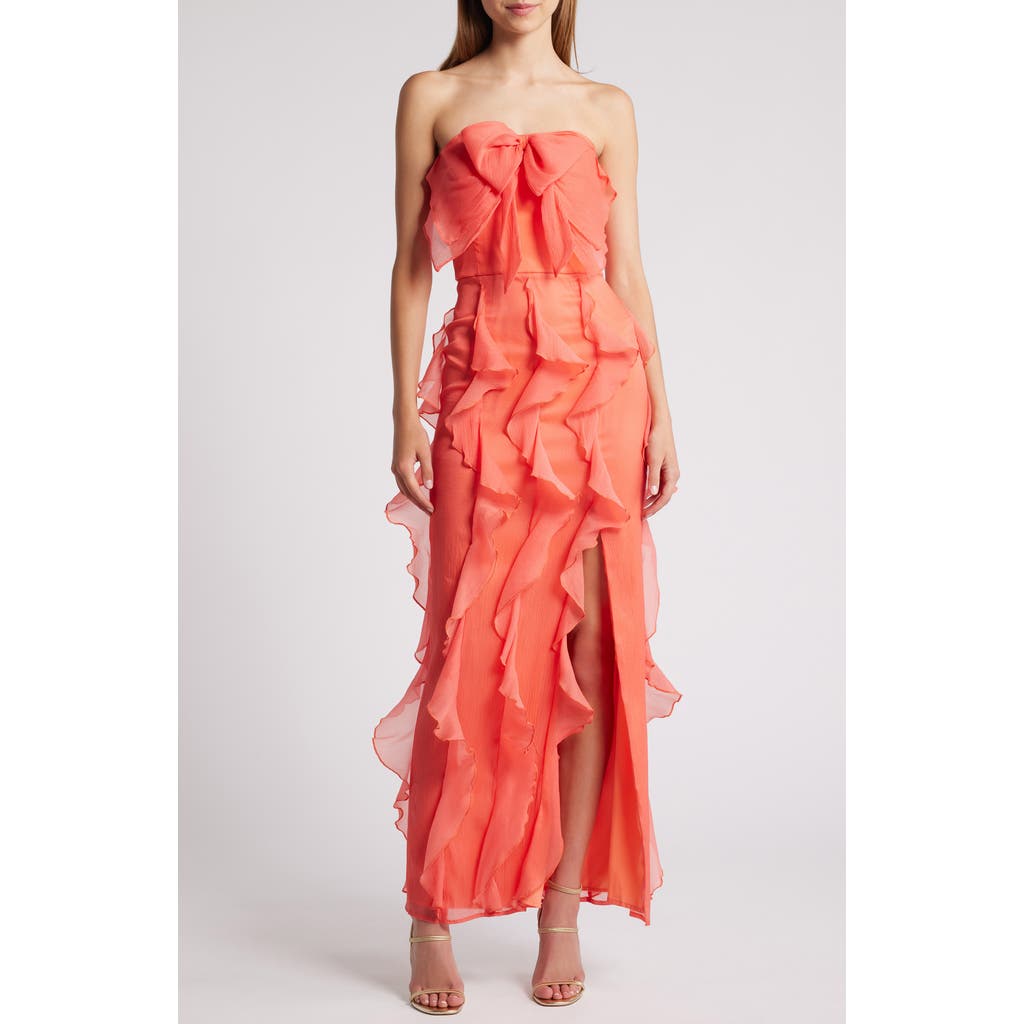 Hutch Hutch Allover Ruffle Strapless Gown