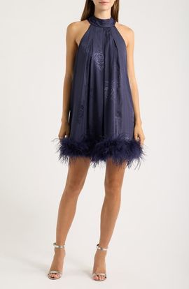 Hutch Hutch Feather Hem Sleeveless Swing Dress