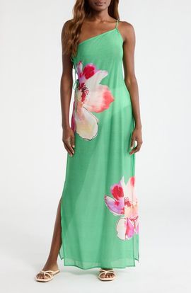hutch asymmetrical off-the-shoulder burnout velvet slim maxi dress Tatiana Velvet One-Shoulder Maxi Dress — Navy main image 1