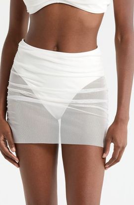 Hutch Hutch Ruched High Waist Mesh Bikini Bottoms