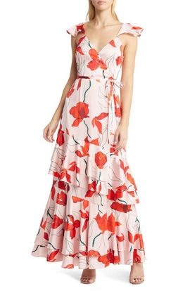 Hutch Hutch Senna Floral Tiered Wrap Maxi Dress