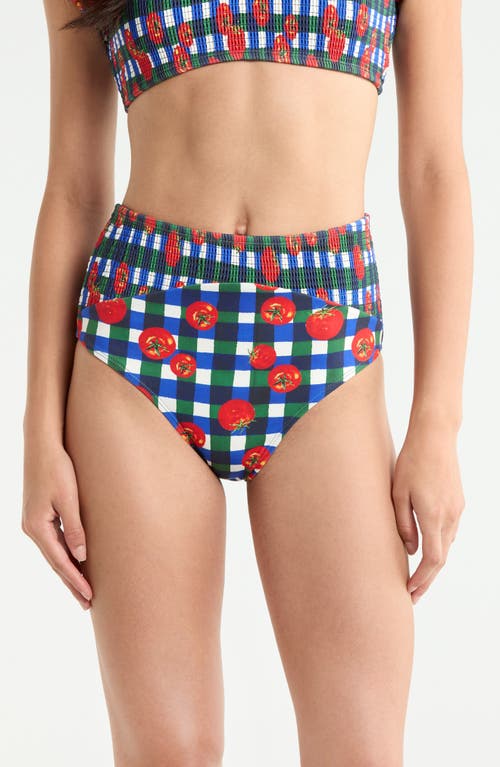 Hutch Hutch Smocked High Waist Bikini Bottoms