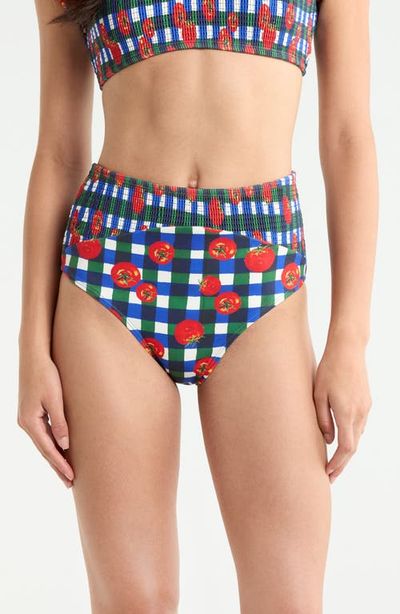 Hutch Hutch Smocked High Waist Bikini Bottoms