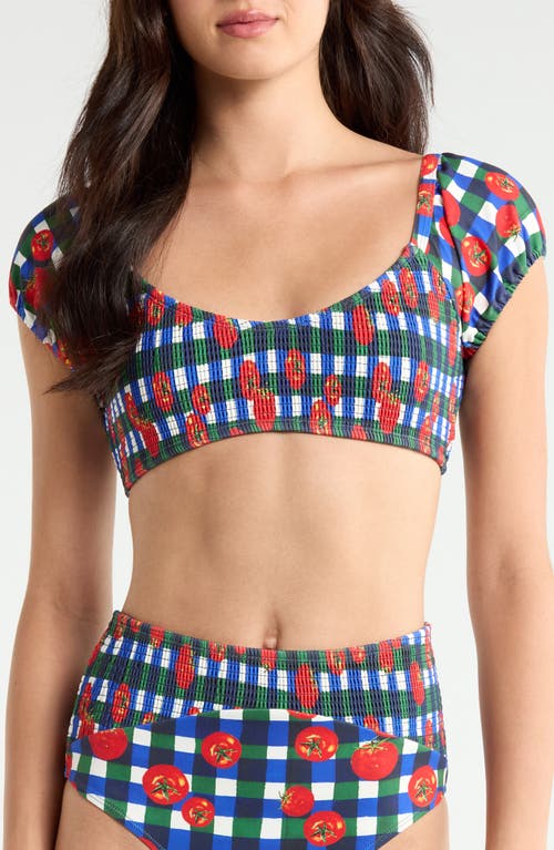 Hutch Hutch Smocked Puff Sleeve Bikini Top