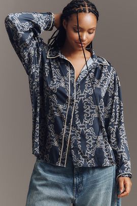 Hutch Kodie Long-Sleeve Silky Buttondown Blouse