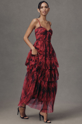 Madelina Pleated Tulle Tiered Maxi Dress - Hutch