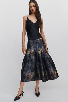 Hutch Metallic Jacquard Midi Skirt