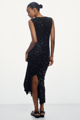 chinese dress ladies Sequined High Neck Sleeveless Column Gown