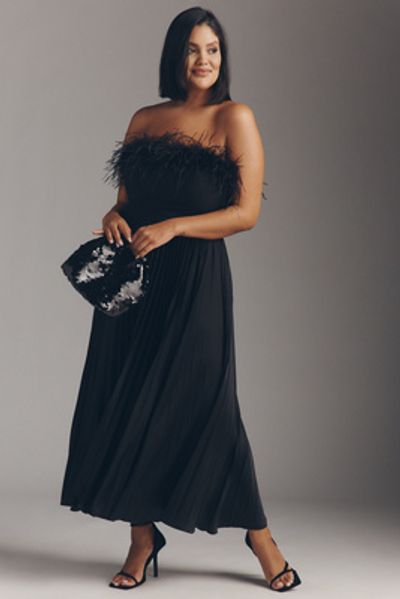 strapless twofer pleated midi dress new ANTHROPOLOGIE strapless pleated twofer maxi dress in navy blue s