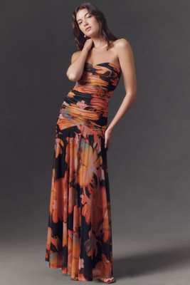 hutch sleeveless slim mesh maxi dress Hutch Sleeveless Slim Mesh Maxi Dress In Blue Pattern - 33% Off