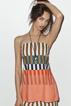 Hutch Strapless Stripe Tunic Top
