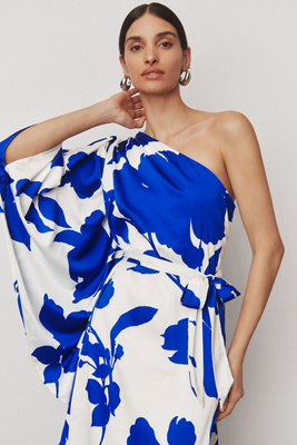 hutch stretch satin one shoulder maxi dress One Shoulder Satin Gown by Hutch