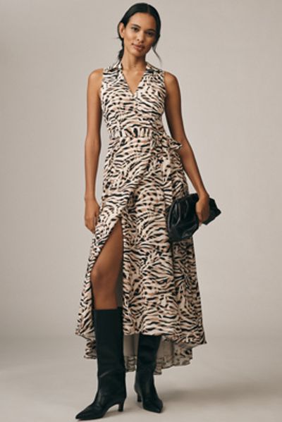Hutch Velva Sleeveless Collared Wrap Midi Dress