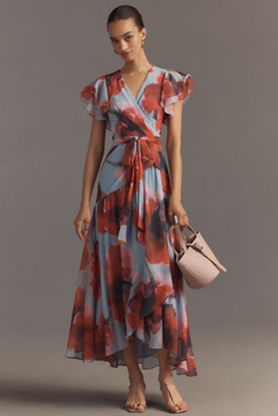 Hutch Zola Short-Sleeve Ruffle Wrap Midi Dress