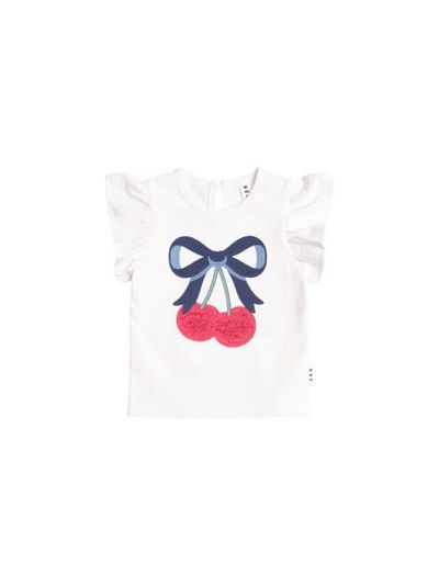 Huxbaby Huxbaby Cherry Bow Frill Sleeve Tee