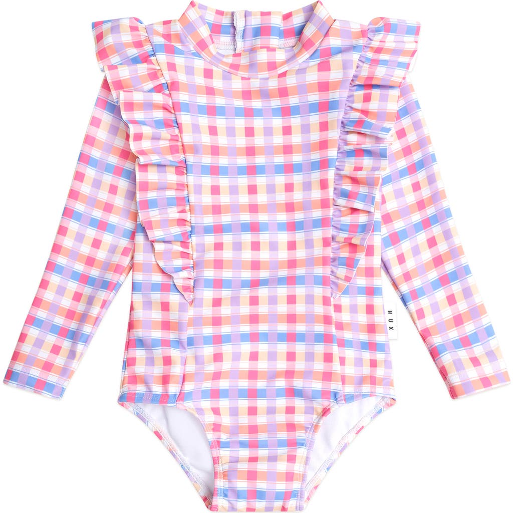 Huxbaby Huxbaby Scandi Frill Swimsuit Rainbow Check