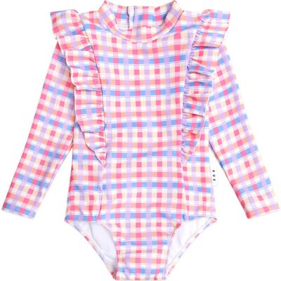 Huxbaby Huxbaby Scandi Frill Swimsuit Rainbow Check