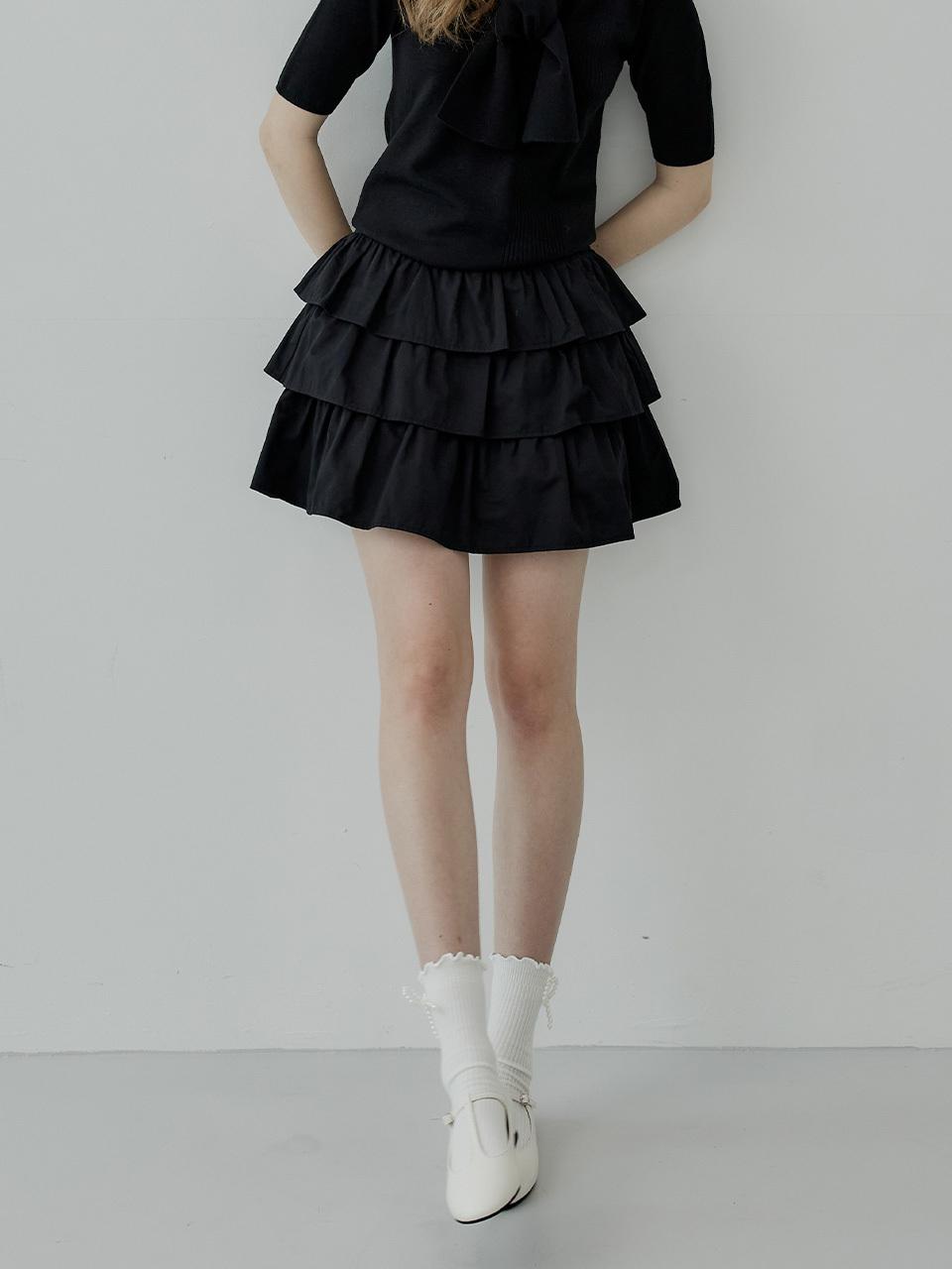 HYBERNAT Cotton Frill Skirt [Black]