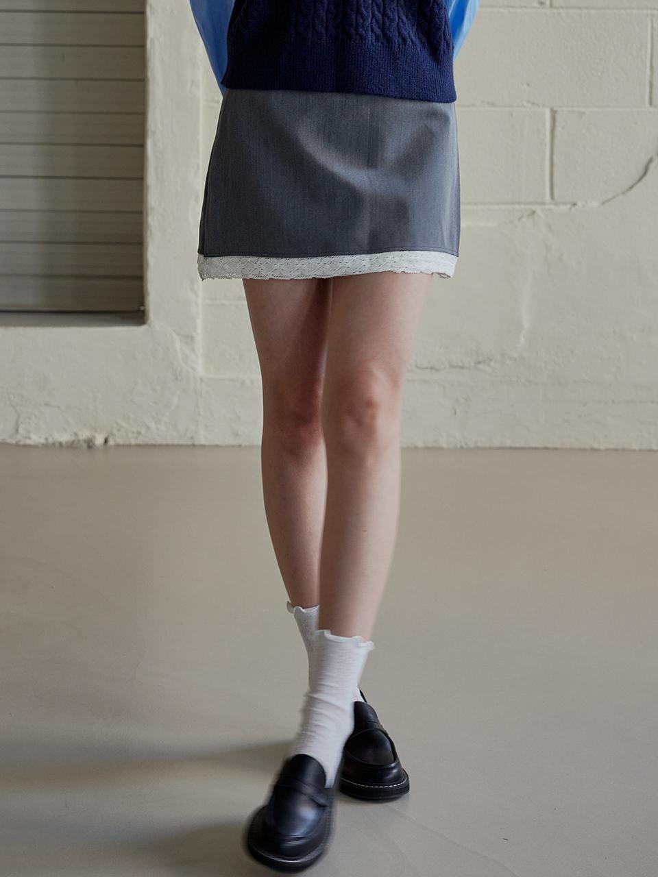 HYBERNAT Lace Mini Skirt - GRAY