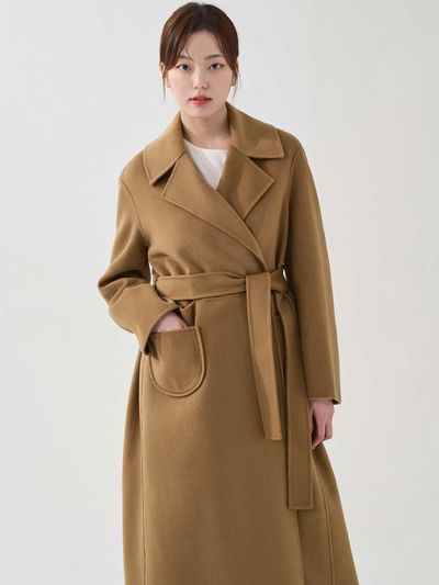 HYEYEONG KIM Belted Double-Faced Wool Coat [Camel]