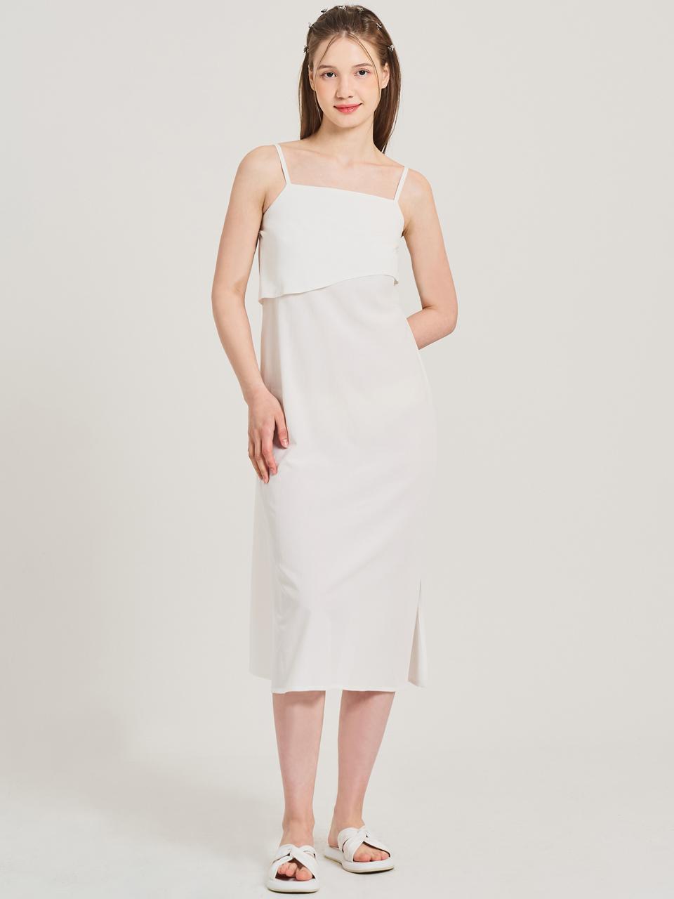 HYEYEONG KIM Buckle Square Neck Sleeveless Dress [Beige]