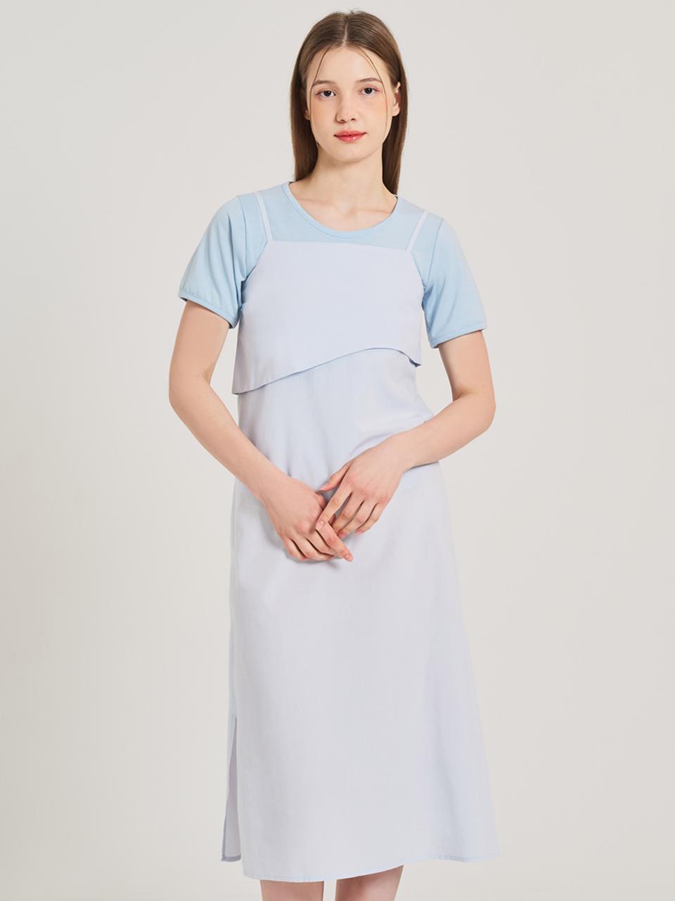 HYEYEONG KIM Buckle Square Neck Sleeveless Dress [Skyblue]