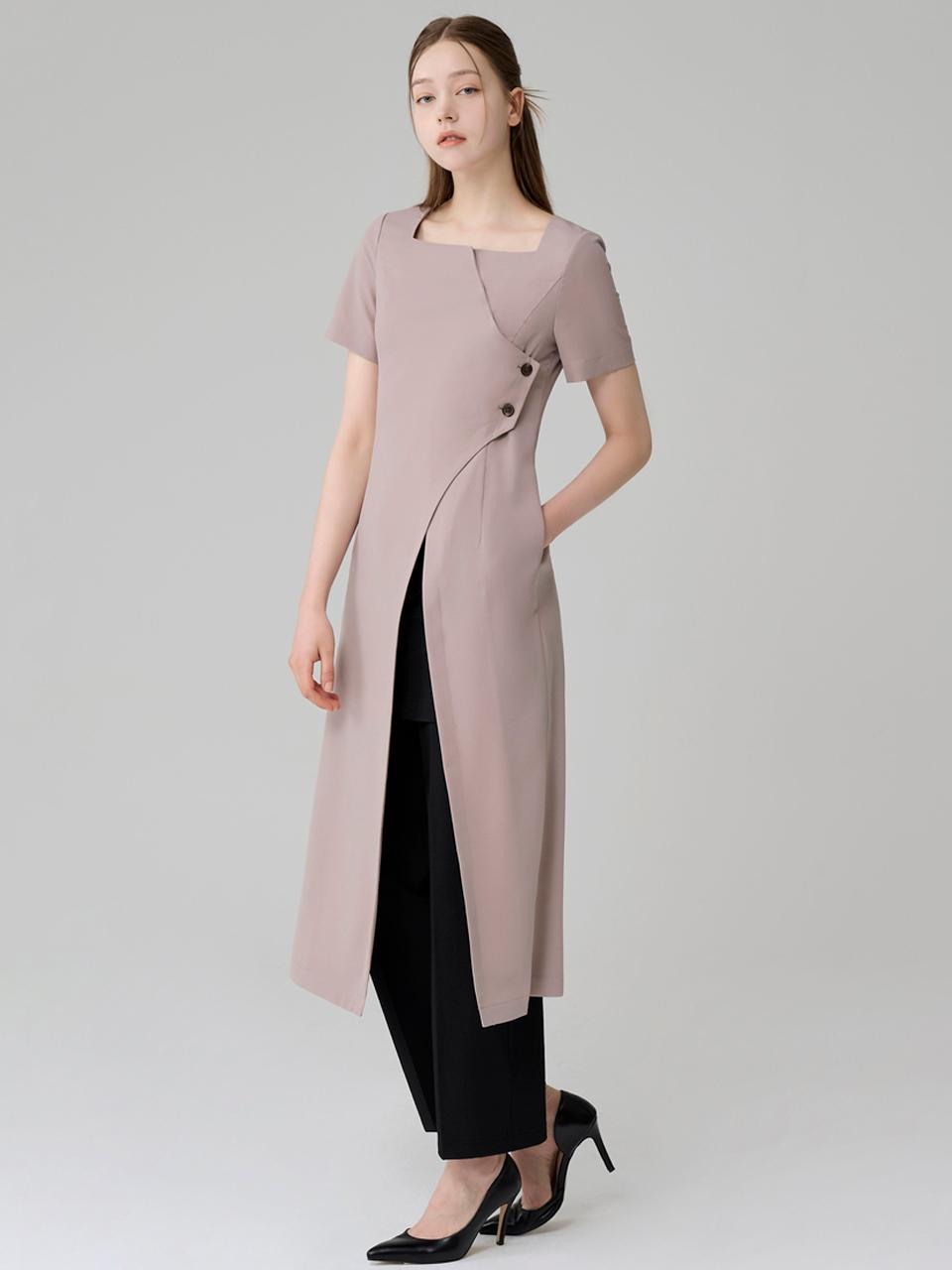 HYEYEONG KIM Chiffon Layered Maxi Blouse Jacket [Brown]