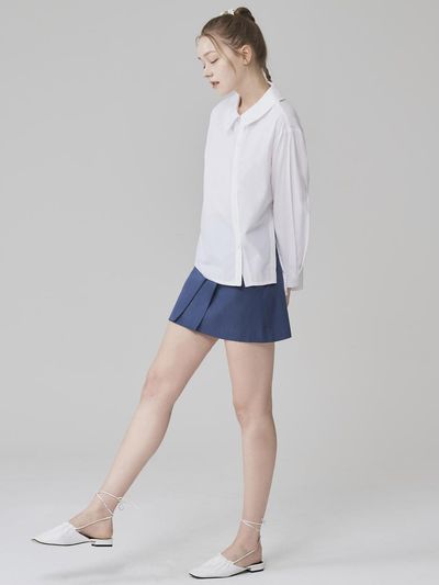 HYEYEONG KIM Cotton Side Slit Diagonal Button Blouse [Beige]