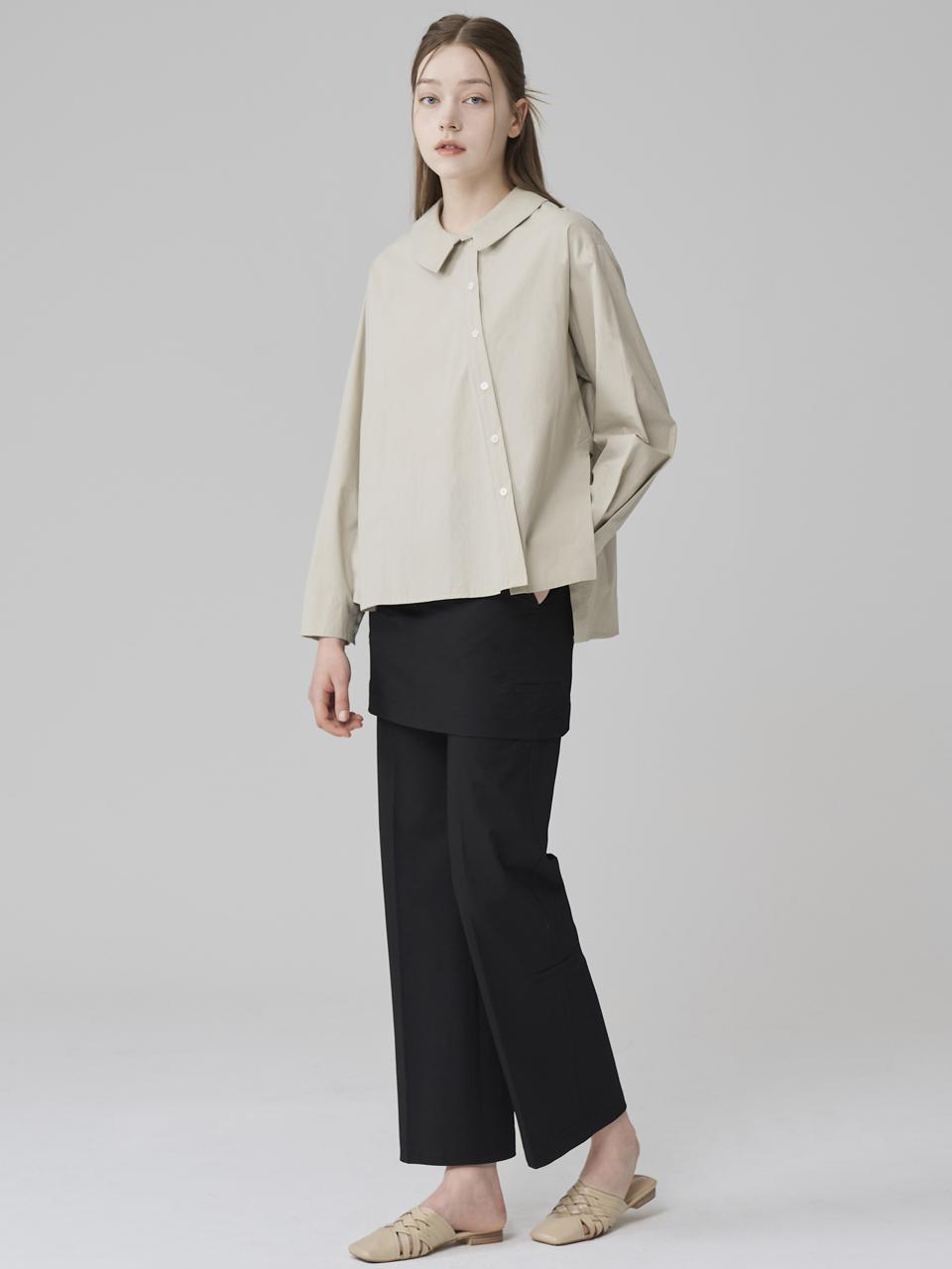 HYEYEONG KIM Cotton Side Slit Diagonal Button Blouse [GREEN]