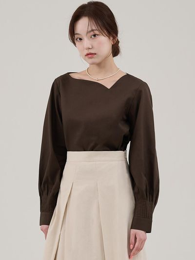 HYEYEONG KIM Pintuck Semi-Crop Blouse