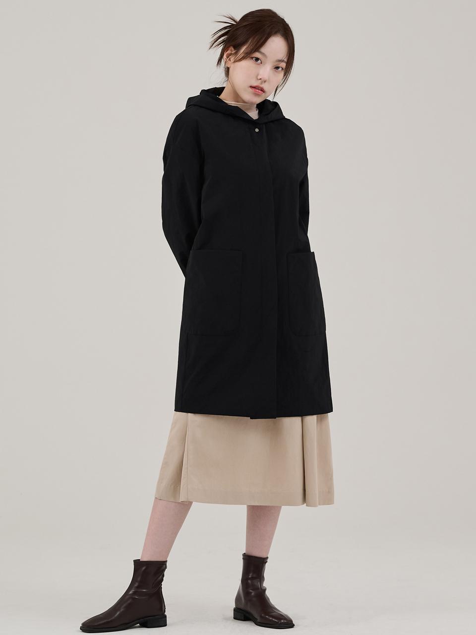 HYEYEONG KIM Recycled Nylon Hooded Wide Fit Jacket [Black]