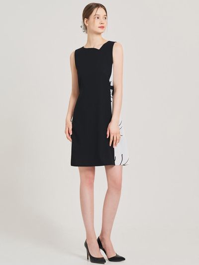 HYEYEONG KIM Satin Tent Sleeveless Midi Dress [Black]